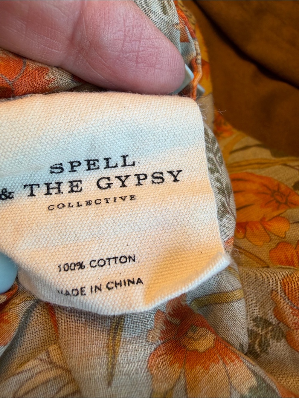147~ Spell & The Gypsy Collective Boho Floral Peasant Top - Orange Floral Large - Picture 13 of 14